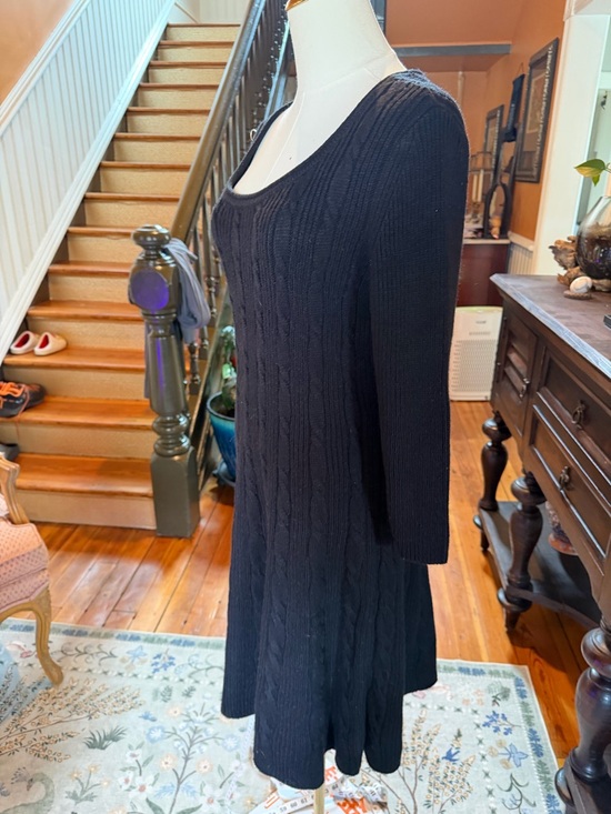 Jones Wear Black Cable Knit Dress with Subtle Texture - Picture 5 of 10